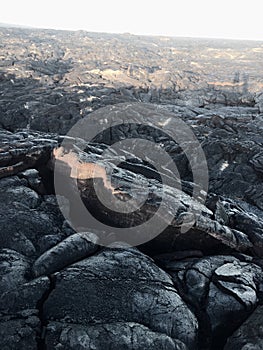 Kalapana Lava flow from volcano into ocean at KÄ«lauea Big Island Hawaii