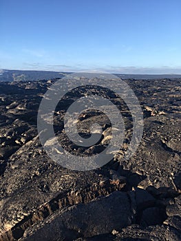 Kalapana Lava flow from volcano into ocean at KÄ«lauea Big Island Hawaii