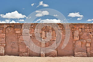 Kalasasaya temple wall. Tiwanaku archaeological site. Bolivia