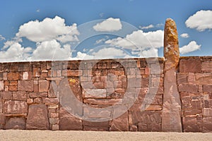 Kalasasaya temple wall. Tiwanaku archaeological site. Bolivia