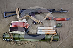 Kalashnikov AK 47 on canvas background