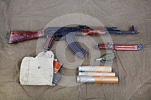 Kalashnikov AK 47 on canvas background