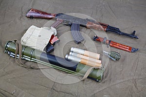 Kalashnikov AK 47 on canvas background