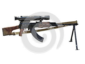 Kalashnikov AK assault rifle with optical sight isolated on whit