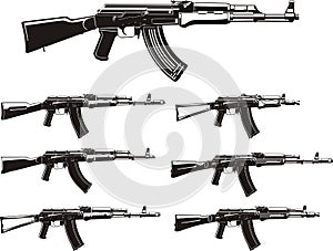Kalashnikov assault rifles set photo