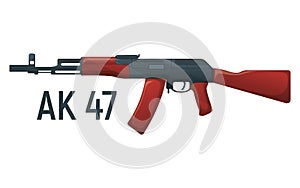 Kalashnikov military rifle, icon self defence automatic weapon concept cartoon vector illustration, isolated on white. Shooting