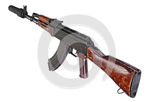 Kalashnikov with silencer isolated