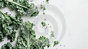 Kale, leafy vegetable for health High nutritional value on white.