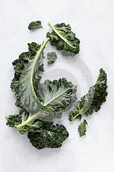 Kale leaves flat lay food photography