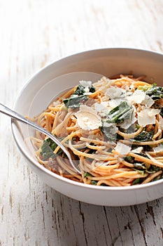 Kale Pasta Dish close up shot