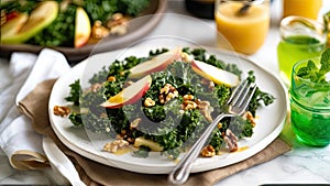 Kale Salad With Apples and Walnuts - AI generative