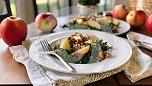 Kale Salad With Apples and Walnuts - AI generative