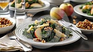 Kale Salad With Apples and Walnuts - AI generative