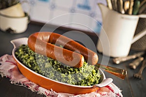 Kale with smoked sausage or 'Boerenkool met worst'