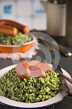 Kale with smoked sausage or 'Boerenkool met worst' photo