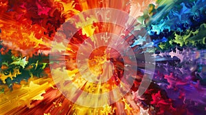 A kaleidoscope of abstract colors exploding and radiating outwards