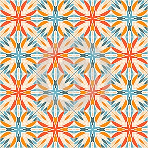 Kaleidoscope. Colorful vector seamless pattern. Bright tiles with abstract ornament