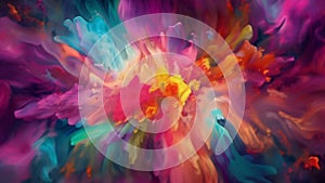 A kaleidoscope of colors explodes in an abstract yet mesmerizing display