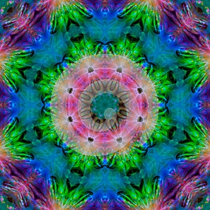 kaleidoscope crimson mandala symmetrical effect colored fractal background, beautiful design template photo