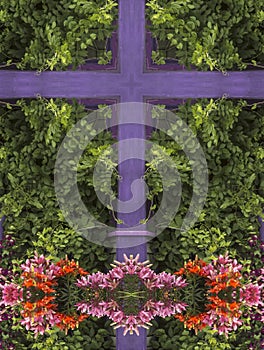Kaleidoscope cross: purple trim
