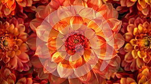 A kaleidoscope of fiery Dahlia displays each more brilliant than the last