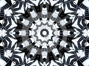 Kaleidoscope pattern abstract background. Round pattern. Architectural abstract fractal kaleidoscope background. Abstract fractal