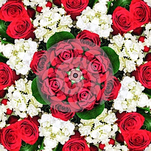 Kaleidoscope Pattern Of Red Roses