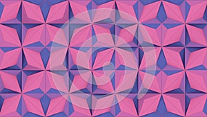 Kaleidoscope of pink and purple geometric shapes. 3d rendering loop animation