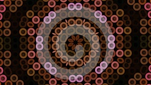 Kaleidoscope seamless loop pattern with multicolored motion graphics background. Media. Magic mandala with small circles