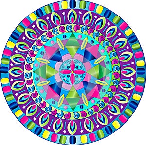 Kaleidoscope -type Motif Abstract with Bright Bold Colors