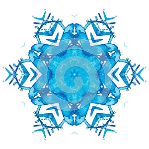 Kaleidoscope watercolor snowflakes