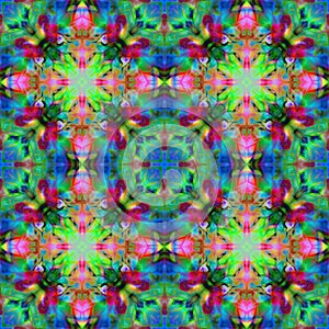 Kaleidoscopic design abstract ornament seamless texture, psyched