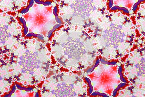 Kaleidoscopic Fractal Pattern in Pink and Blue