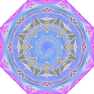 Kaleidoscopic octagonal pattern with stylized flower. Print for umbrella, carpet