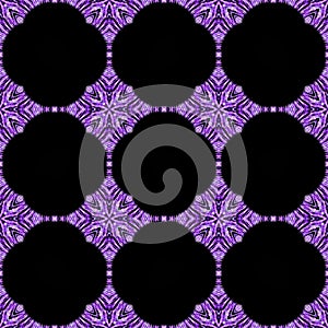 Kaleidoscopic purple flower background. Splited colorful photo into tiles