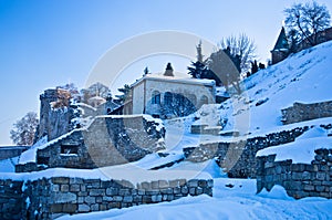 Kalemegdan fortress covered with snow