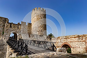 Kalemegdan Fortress is historic castle towers, gate, and bridge in Belgrade, Serbia