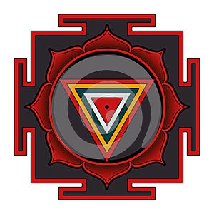 Kali Yantra, colored Hindu diagram of primordial energy of goddess Kali