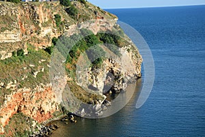 Kaliakra Cliffs Close Up Historical Monumental Landmark Bulgaria Travel Destination Portrait