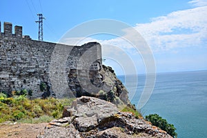 Kaliakra Front View with the Sea Historical Monumental Landmark in Bulgaria Portrait