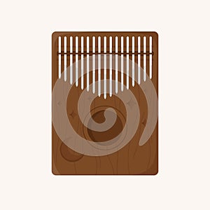 Kalimba. Mbira or thumb piano. African traditional musical instrument. African folk wooden mbira with carvings 