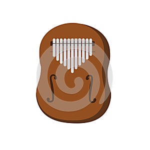 Kalimba  Mbira or thumb piano  in violin shape design vector cartoon icon illustration.