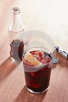 Kalimotxo wine and cola mixture glass