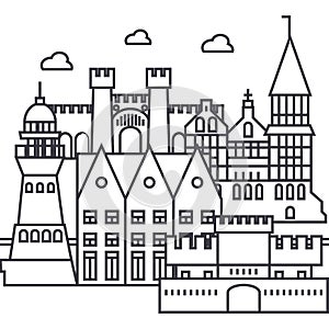 Kaliningrad,koenigsberg vector line icon, sign, illustration on background, editable strokes