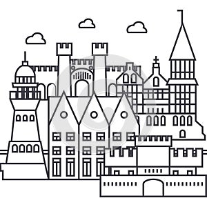 Kaliningrad,koenigsberg vector line icon, sign, illustration on background, editable strokes photo