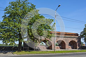 Kaliningrad, a remnant of a brick fortress wall
