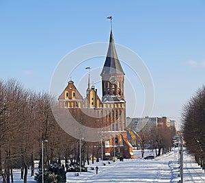 Kaliningrad, Russia. Cathedral in winter