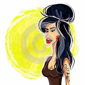 KAliningrad/RUSSIA - October 07,2020: A illustration of a portrait of singer Amy Winehouse.