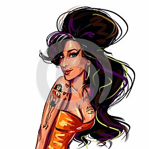 KAliningrad/RUSSIA - October 07,2020: A illustration of a portrait of singer Amy Winehouse.