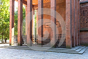 Kaliningrad, Russia - September 28, 2020: Tomb of the famous German philosopher Immanuel Kant in Kenigsberg cathedral in